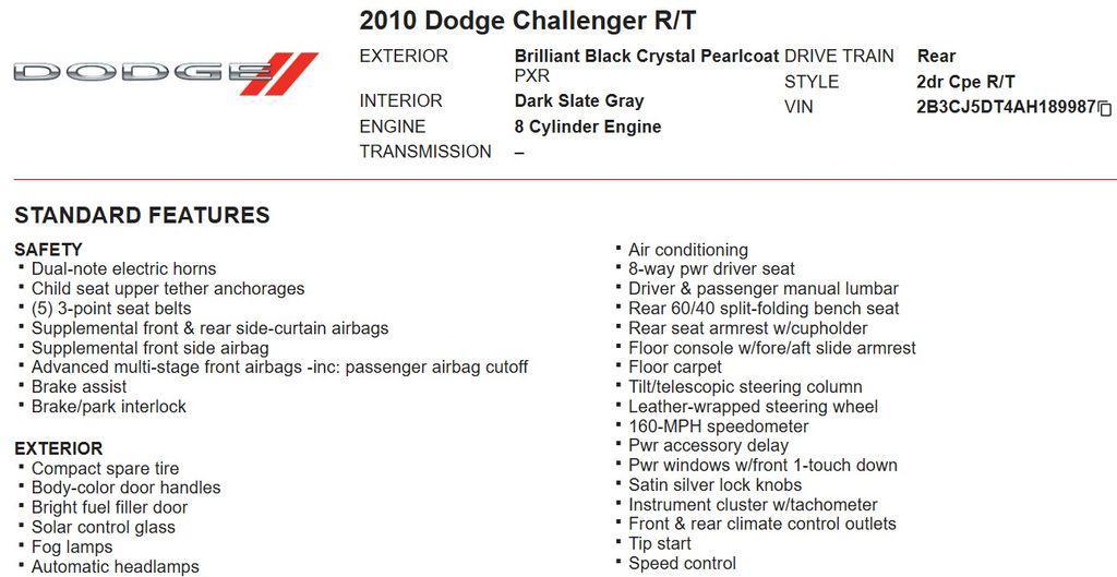 used 2010 Dodge Challenger car, priced at $10,995