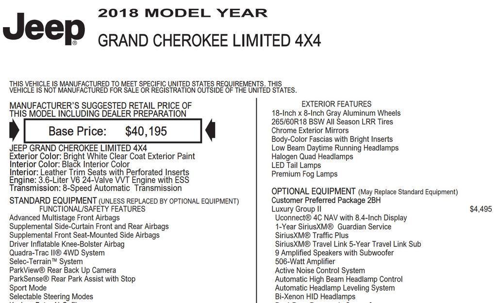 used 2018 Jeep Grand Cherokee car, priced at $15,409