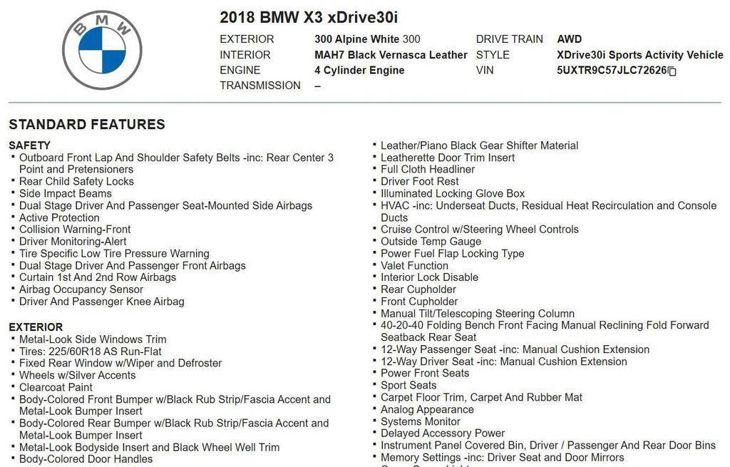 used 2018 BMW X3 car, priced at $15,400