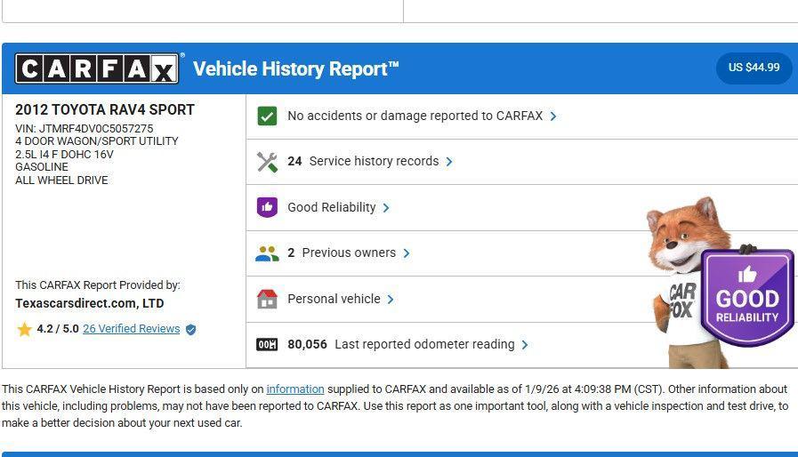 used 2012 Toyota RAV4 car, priced at $11,995