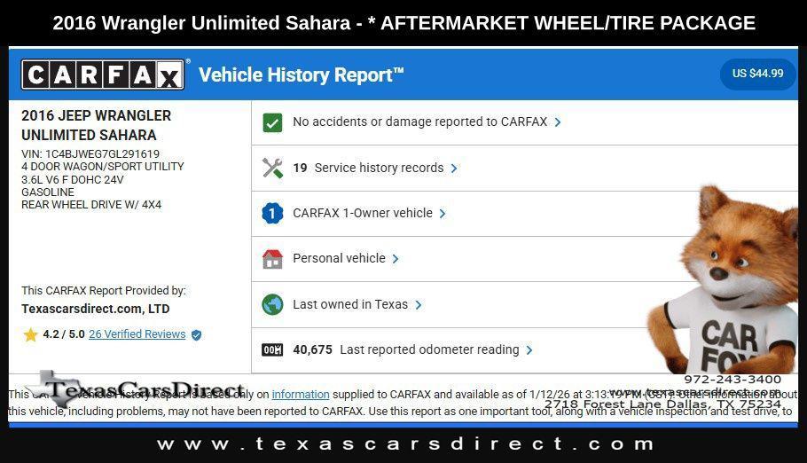used 2016 Jeep Wrangler Unlimited car, priced at $22,495
