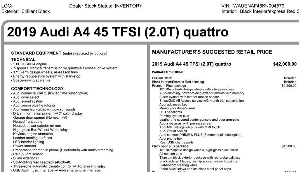 used 2019 Audi A4 car, priced at $17,539