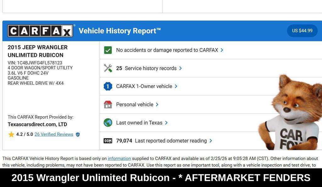 used 2015 Jeep Wrangler Unlimited car, priced at $21,988