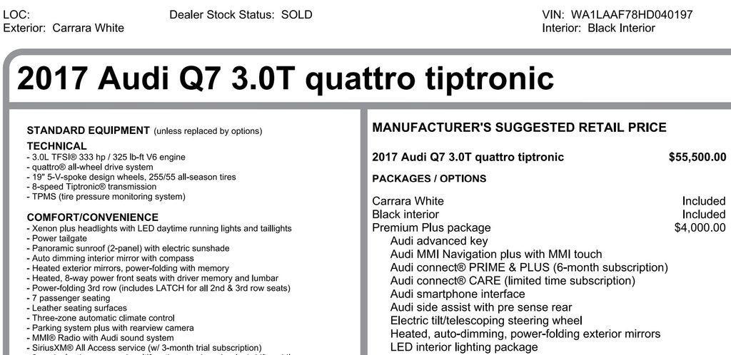 used 2017 Audi Q7 car, priced at $15,952