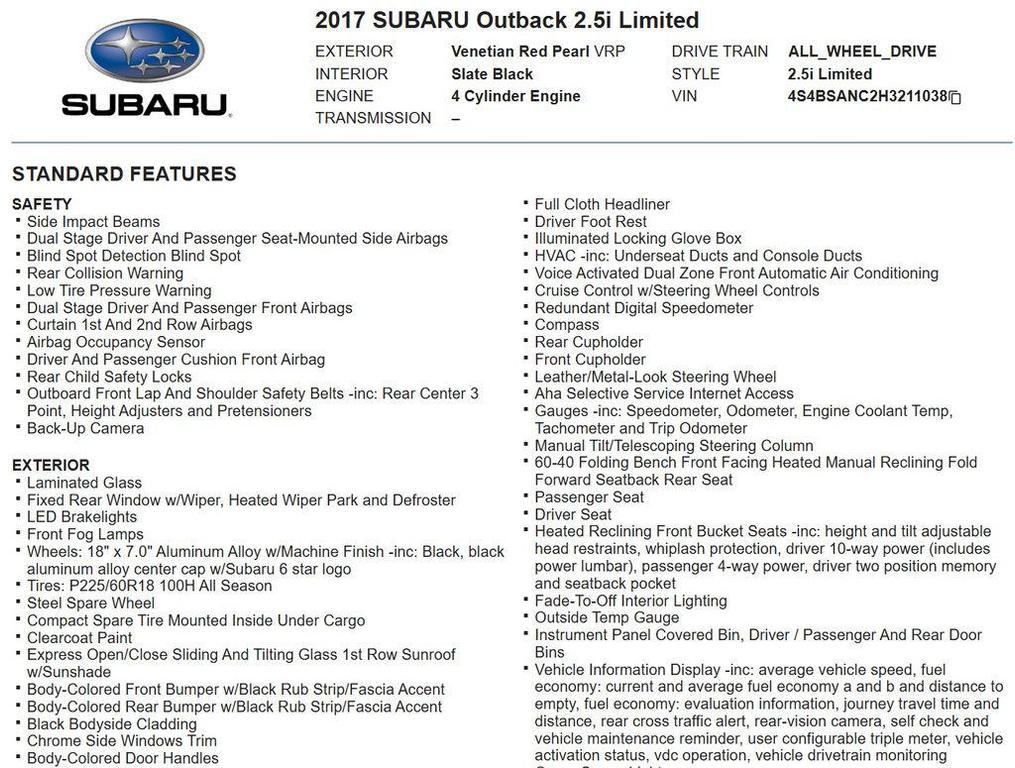 used 2017 Subaru Outback car, priced at $13,994