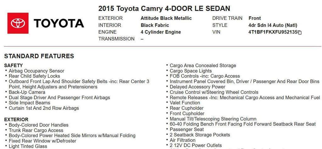 used 2015 Toyota Camry car, priced at $12,798