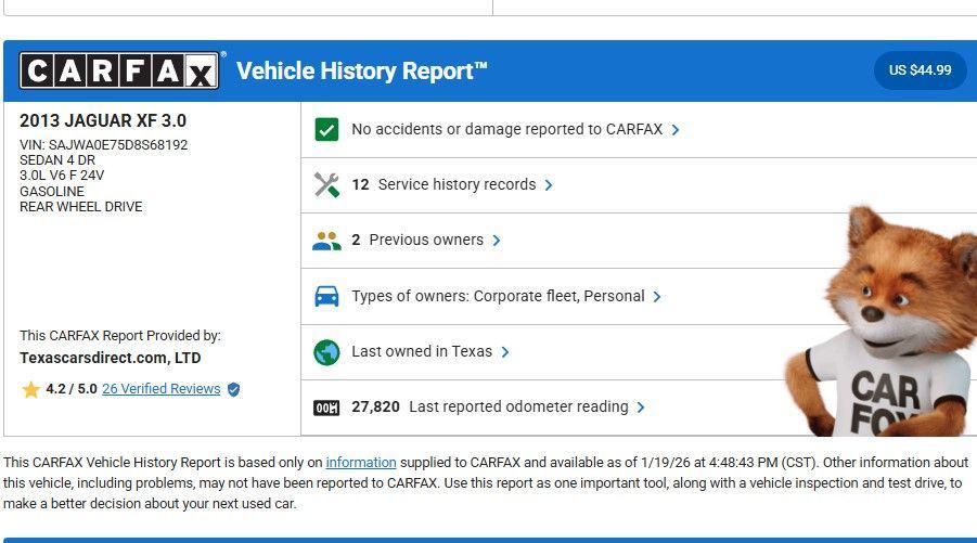 used 2013 Jaguar XF car, priced at $10,989