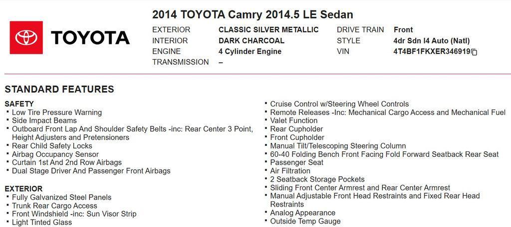used 2014 Toyota Camry car, priced at $9,998
