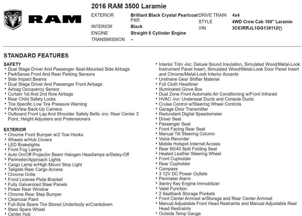 used 2016 Ram 3500 car, priced at $29,989