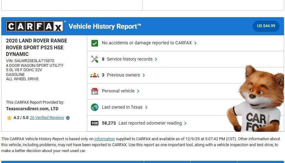 used 2020 Land Rover Range Rover Sport car, priced at $34,823