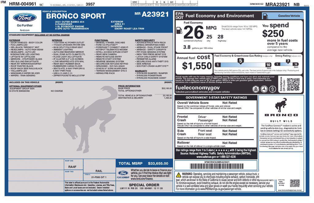 used 2021 Ford Bronco Sport car, priced at $25,499