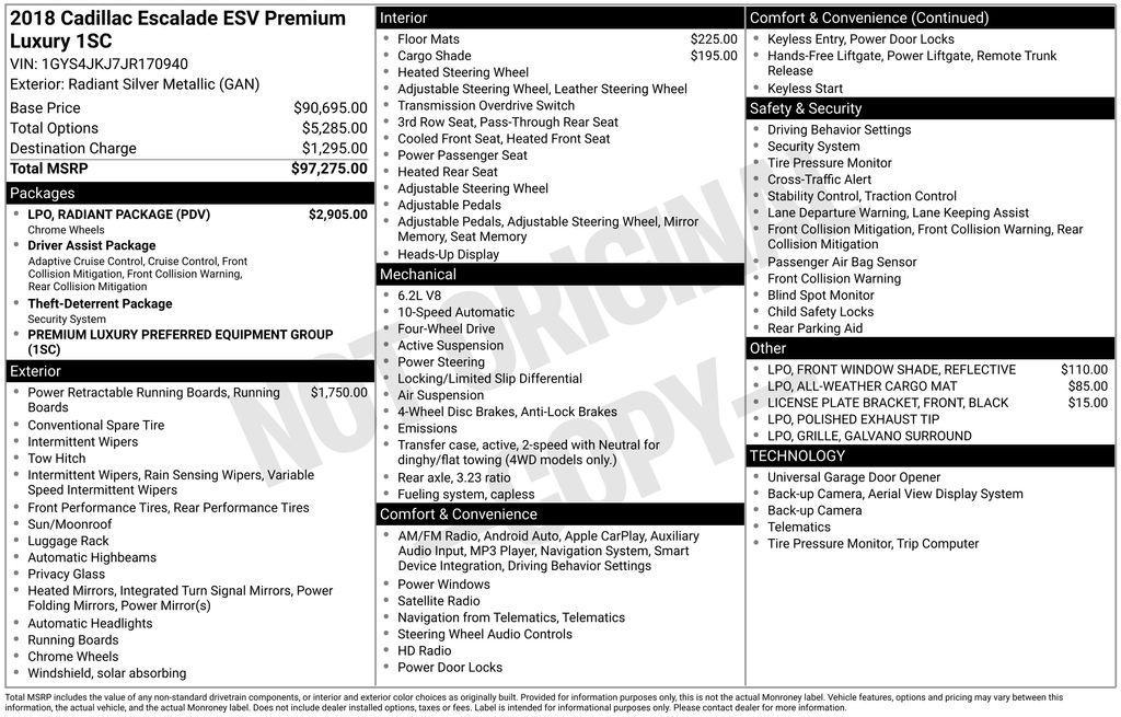 used 2018 Cadillac Escalade ESV car, priced at $27,298