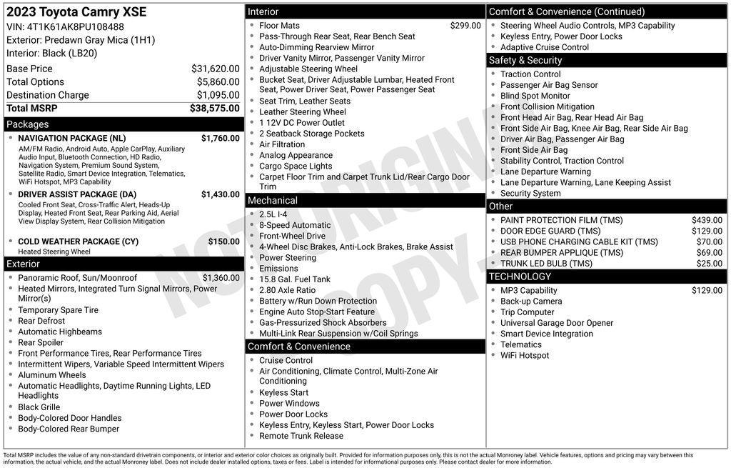 used 2023 Toyota Camry car, priced at $27,499