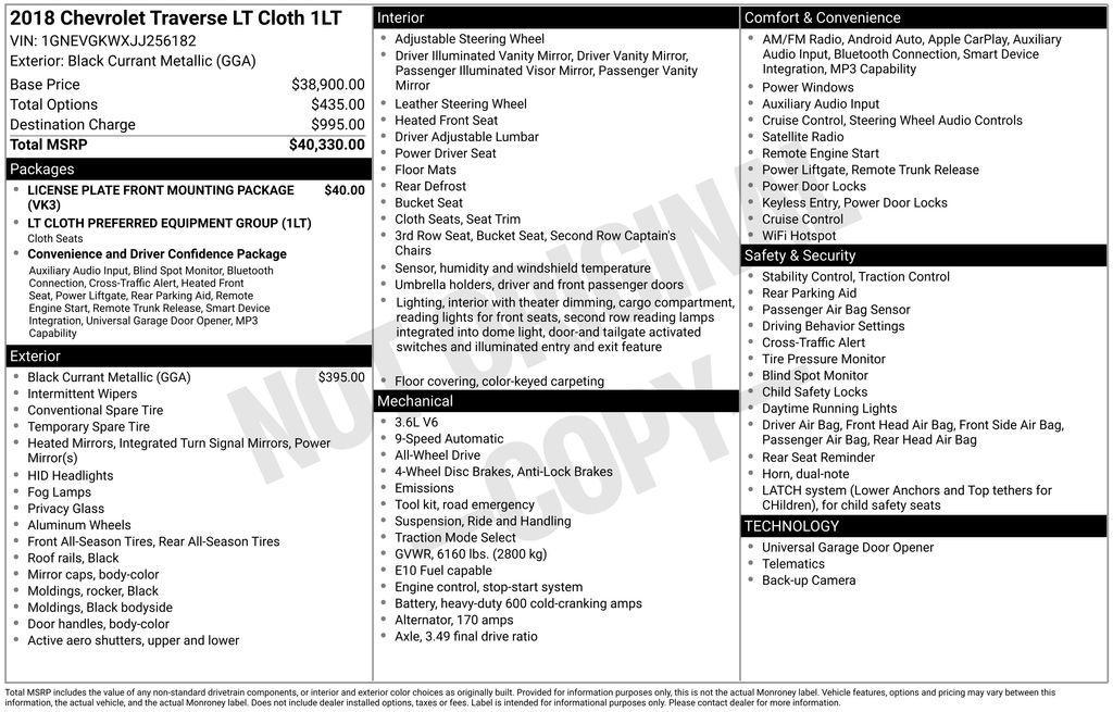 used 2018 Chevrolet Traverse car, priced at $17,499