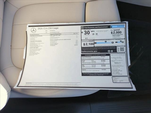 new 2026 Mercedes-Benz CLA 250 car, priced at $44,685