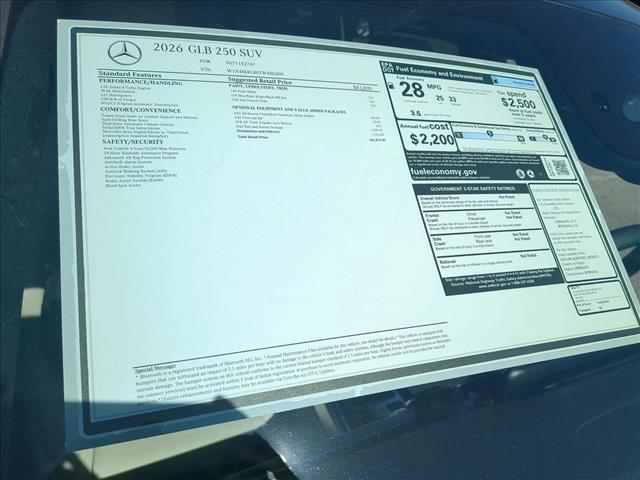 new 2026 Mercedes-Benz GLB 250 car, priced at $46,955
