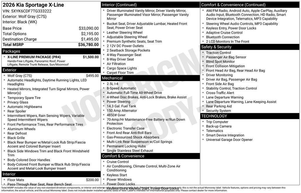 used 2026 Kia Sportage car, priced at $32,795