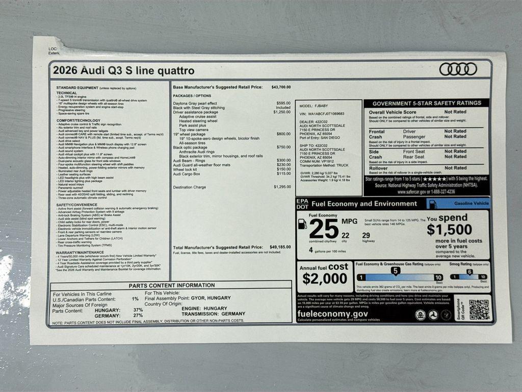 new 2026 Audi Q3 car, priced at $49,185