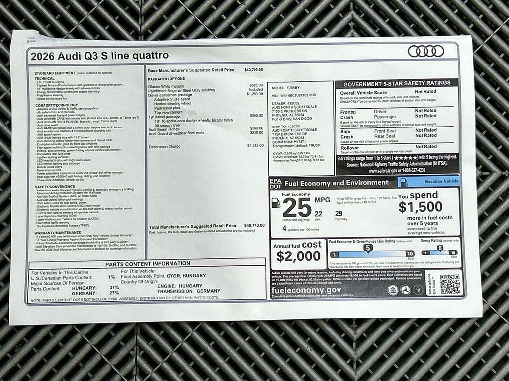 new 2026 Audi Q3 car, priced at $48,170