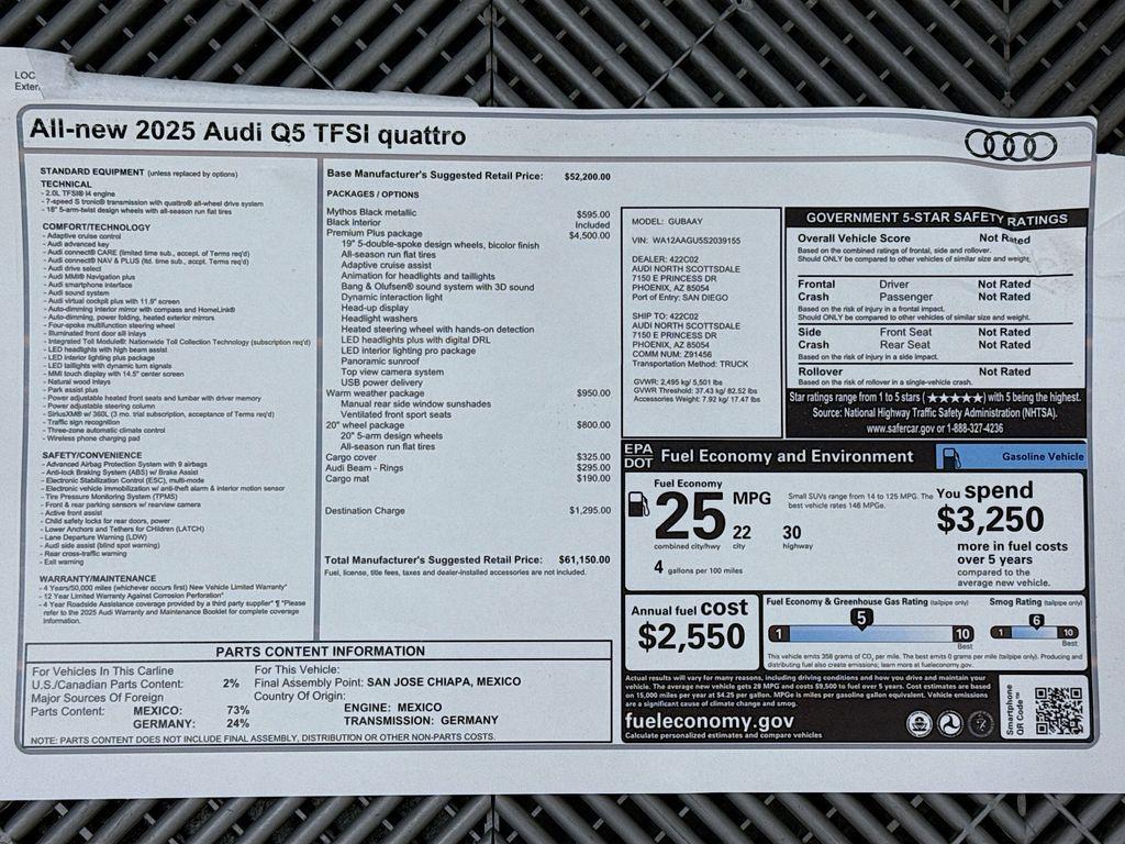 new 2025 Audi Q5 car, priced at $56,258