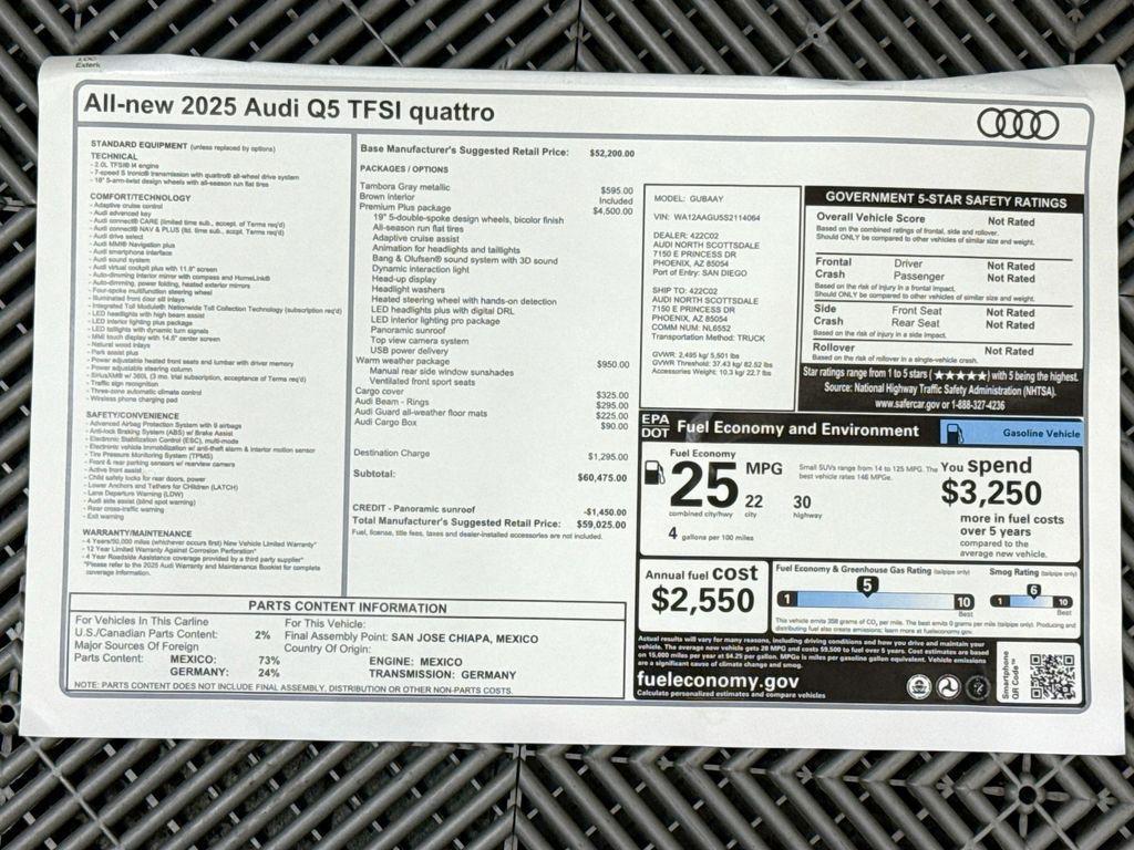 new 2025 Audi Q5 car, priced at $59,025