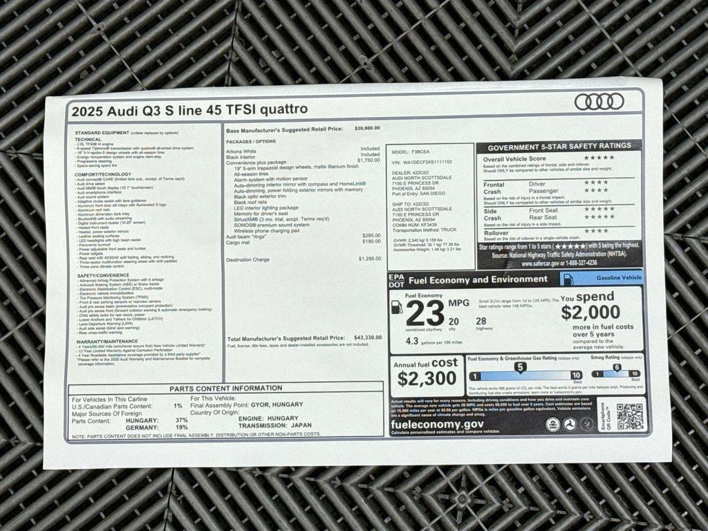 new 2025 Audi Q3 car, priced at $43,330