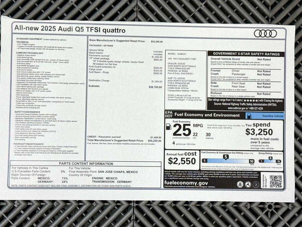 new 2025 Audi Q5 car, priced at $55,255