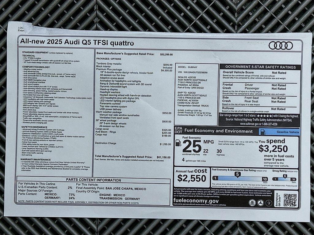 new 2025 Audi Q5 car, priced at $56,258
