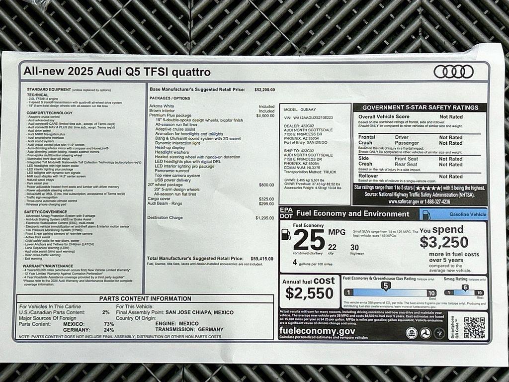 new 2025 Audi Q5 car, priced at $59,415