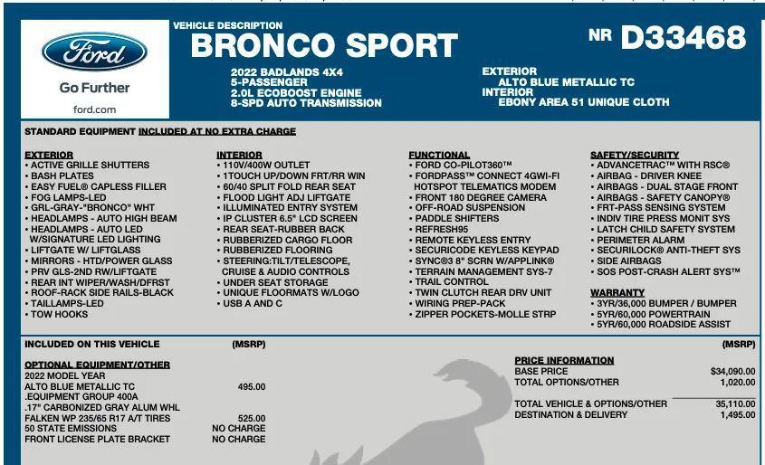 used 2022 Ford Bronco Sport car