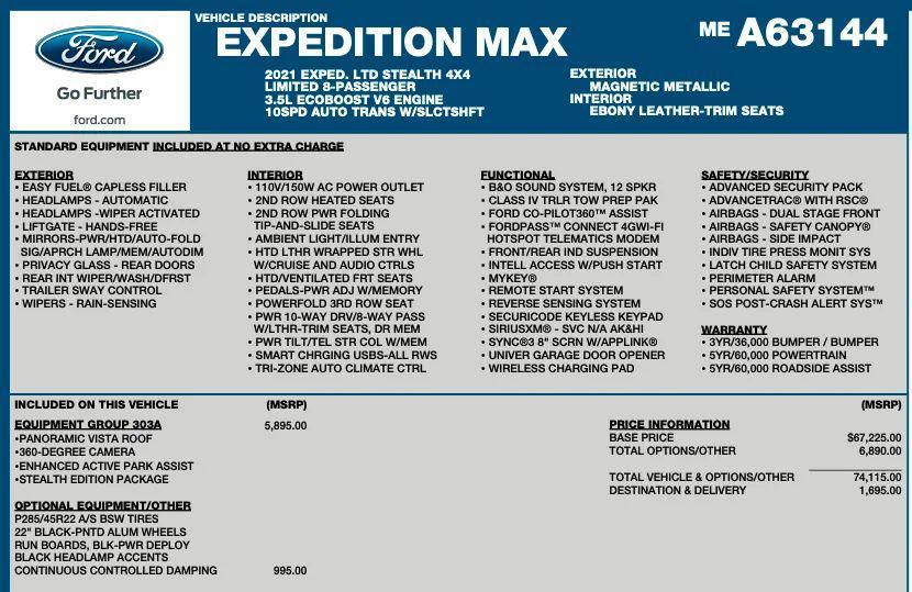 used 2021 Ford Expedition Max car, priced at $35,995
