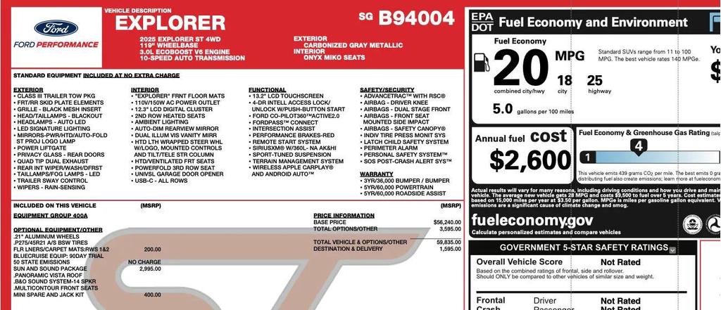 used 2025 Ford Explorer car, priced at $39,495