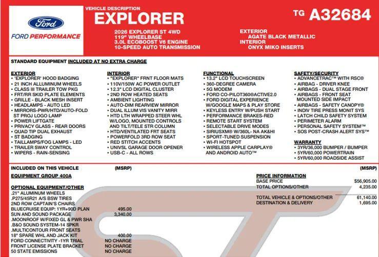 used 2026 Ford Explorer car, priced at $40,594