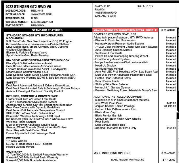 used 2022 Kia Stinger car