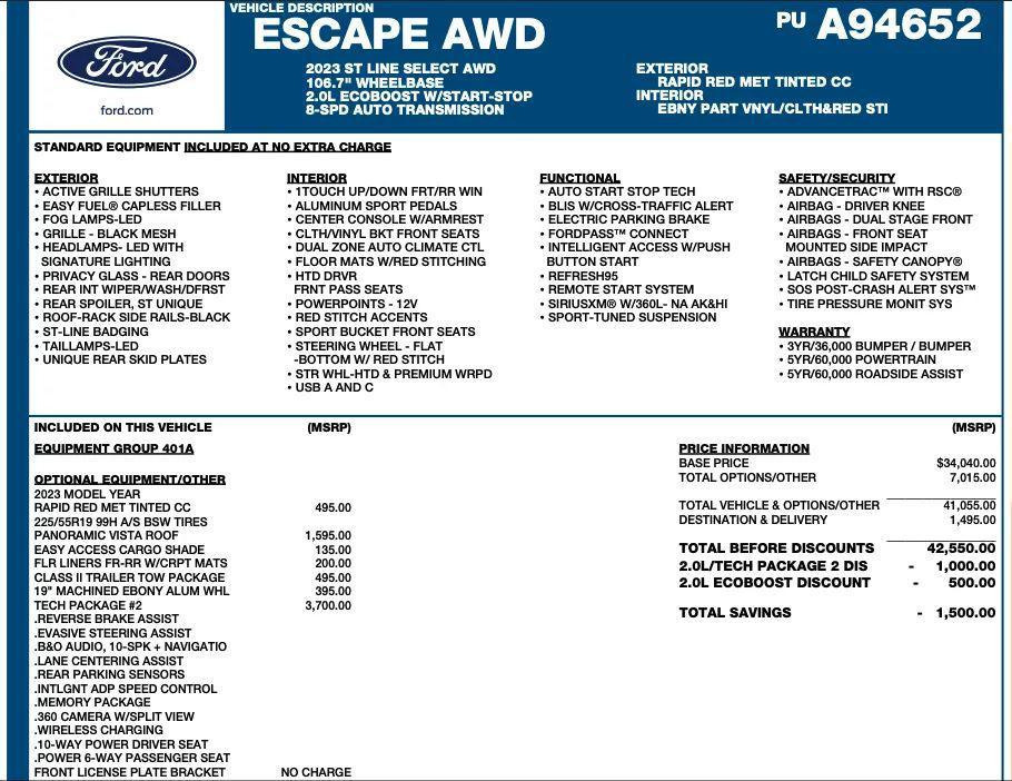 used 2023 Ford Escape car, priced at $18,495