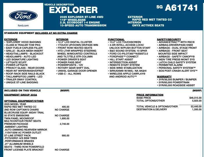 used 2025 Ford Explorer car, priced at $31,995