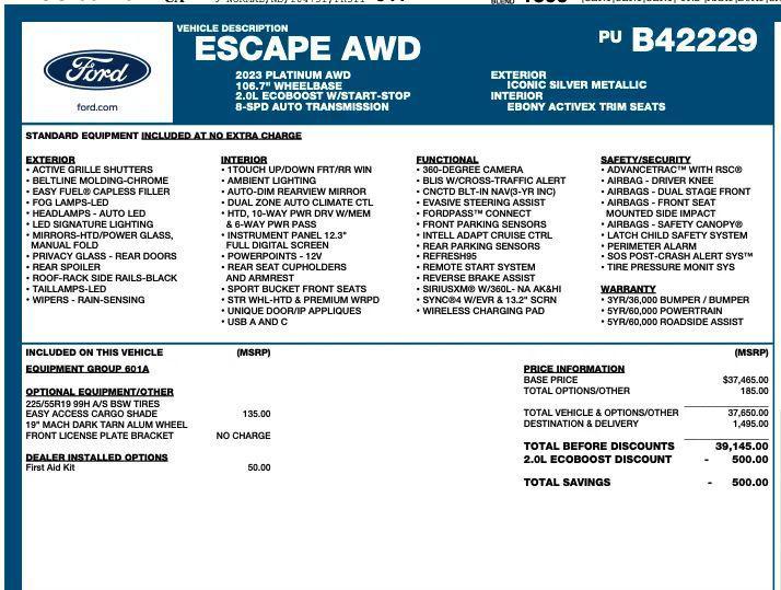 used 2023 Ford Escape car, priced at $15,995
