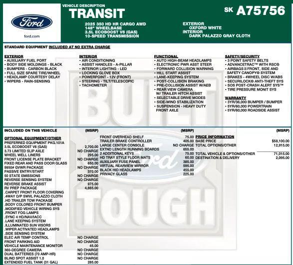 used 2025 Ford Transit-350 car, priced at $50,594