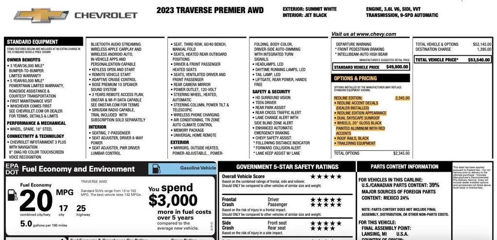 used 2023 Chevrolet Traverse car, priced at $29,995