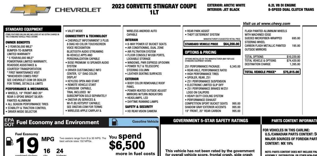 used 2023 Chevrolet Corvette car, priced at $54,995