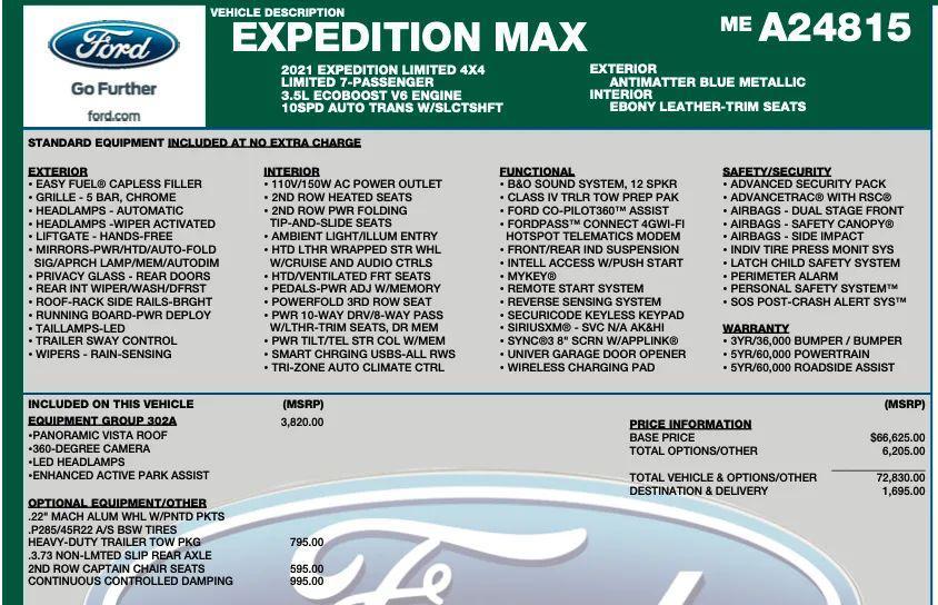 used 2021 Ford Expedition Max car, priced at $35,995