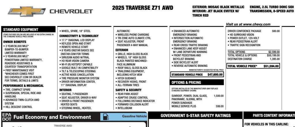 used 2025 Chevrolet Traverse car, priced at $38,194