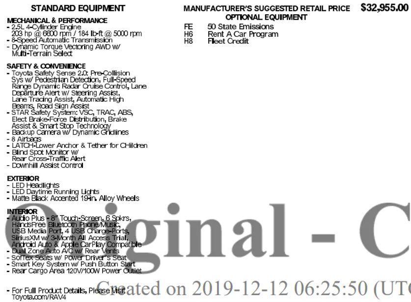 used 2020 Toyota RAV4 car