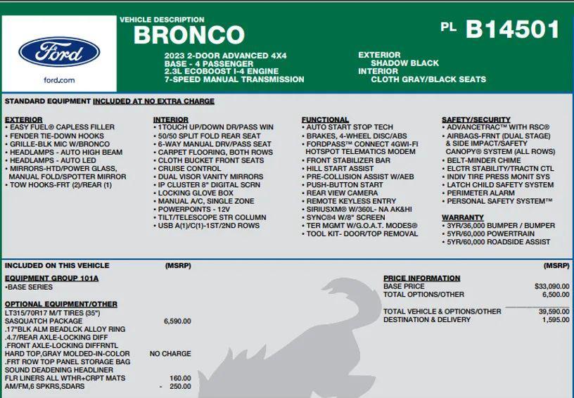 used 2023 Ford Bronco car, priced at $32,594