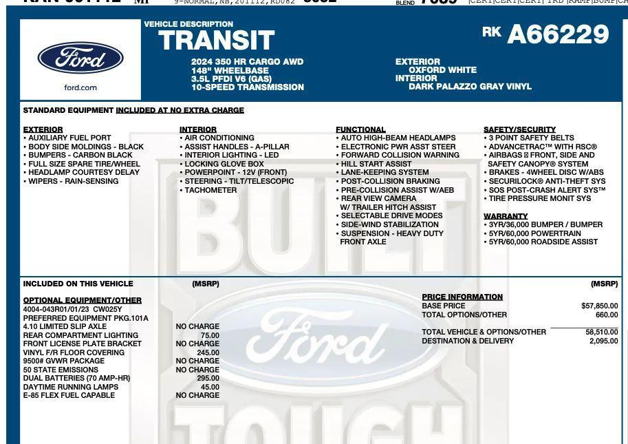 used 2024 Ford Transit-350 car, priced at $47,995