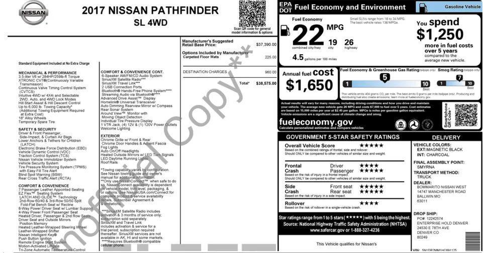 used 2017 Nissan Pathfinder car, priced at $8,995