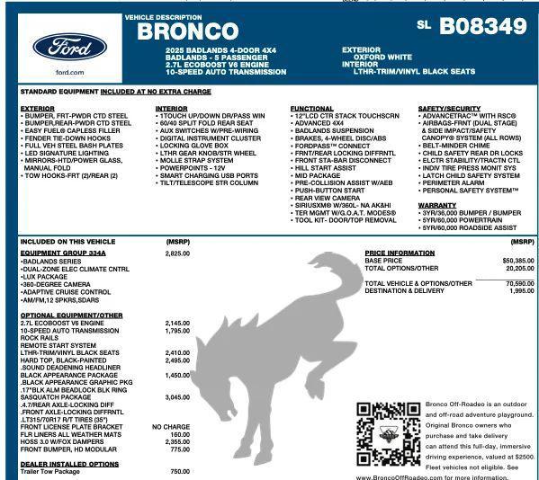 used 2025 Ford Bronco car, priced at $45,995