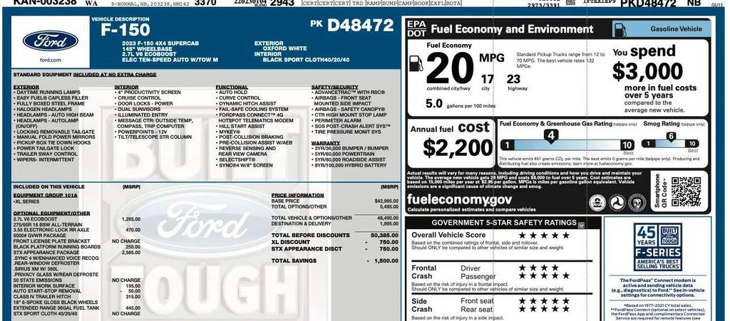 used 2023 Ford F-150 car, priced at $26,995