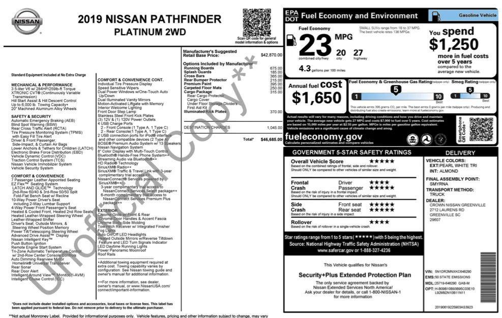 used 2019 Nissan Pathfinder car, priced at $13,595