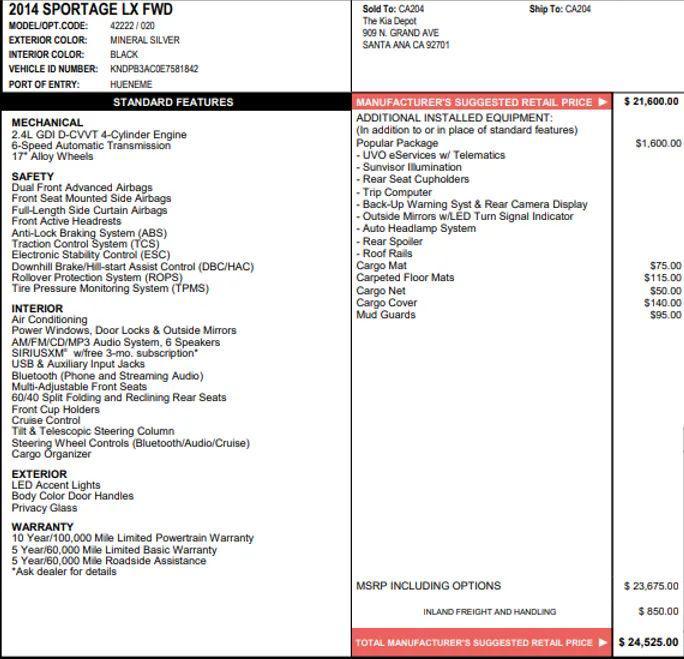 used 2014 Kia Sportage car, priced at $3,795